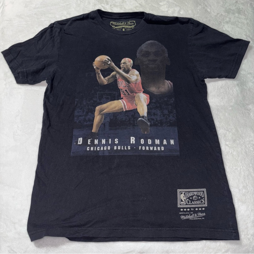 Mitchell & Ness Hardwood Classics Dennis Rodman Bulls T-Shirt Black Size Medium